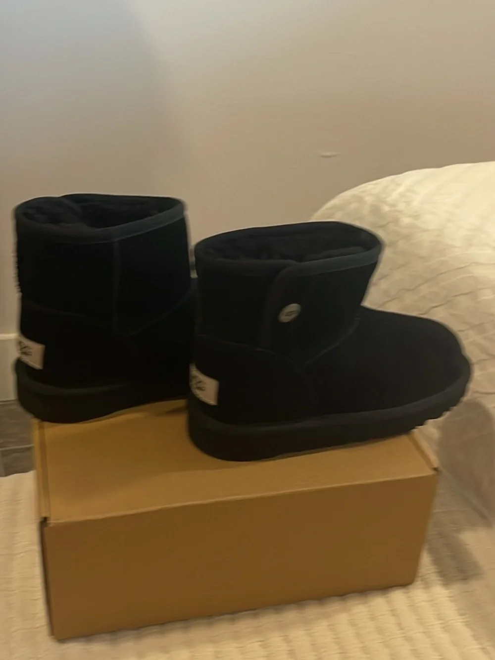 UGG Kids Black Mini Suede Boots